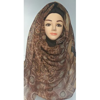 Mariam hijab- Choco Brown Printed